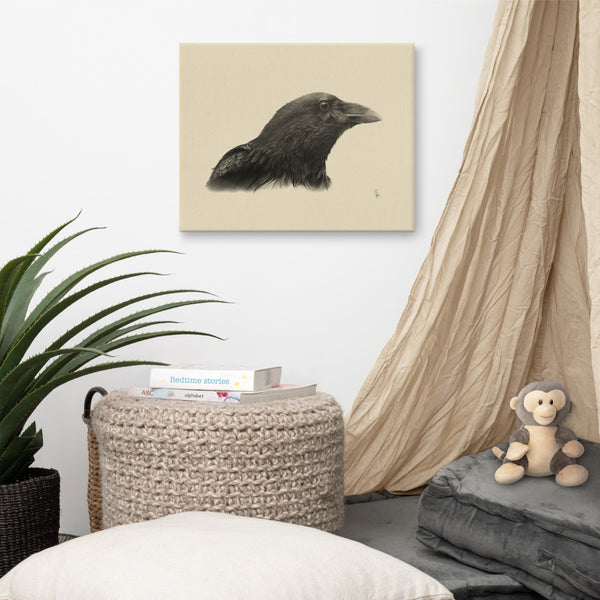 "Poe" (Raven, Corvus Corax) Canvas Print