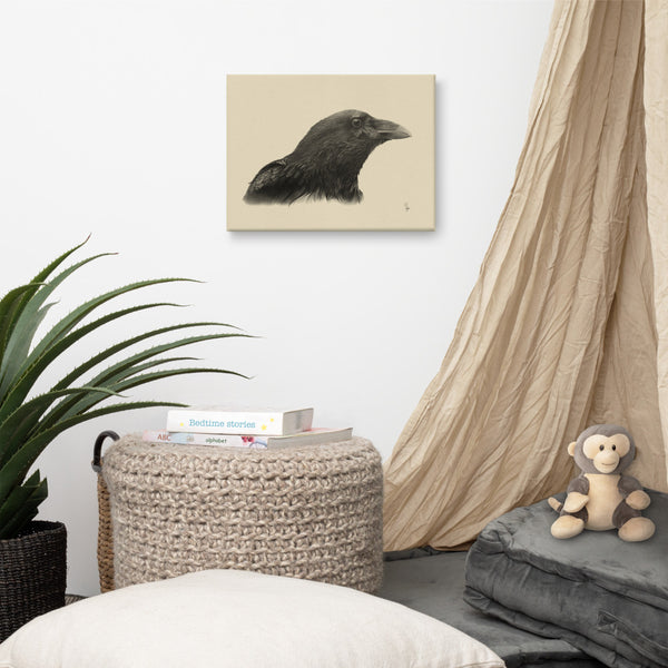 "Poe" (Raven, Corvus Corax) Canvas Print